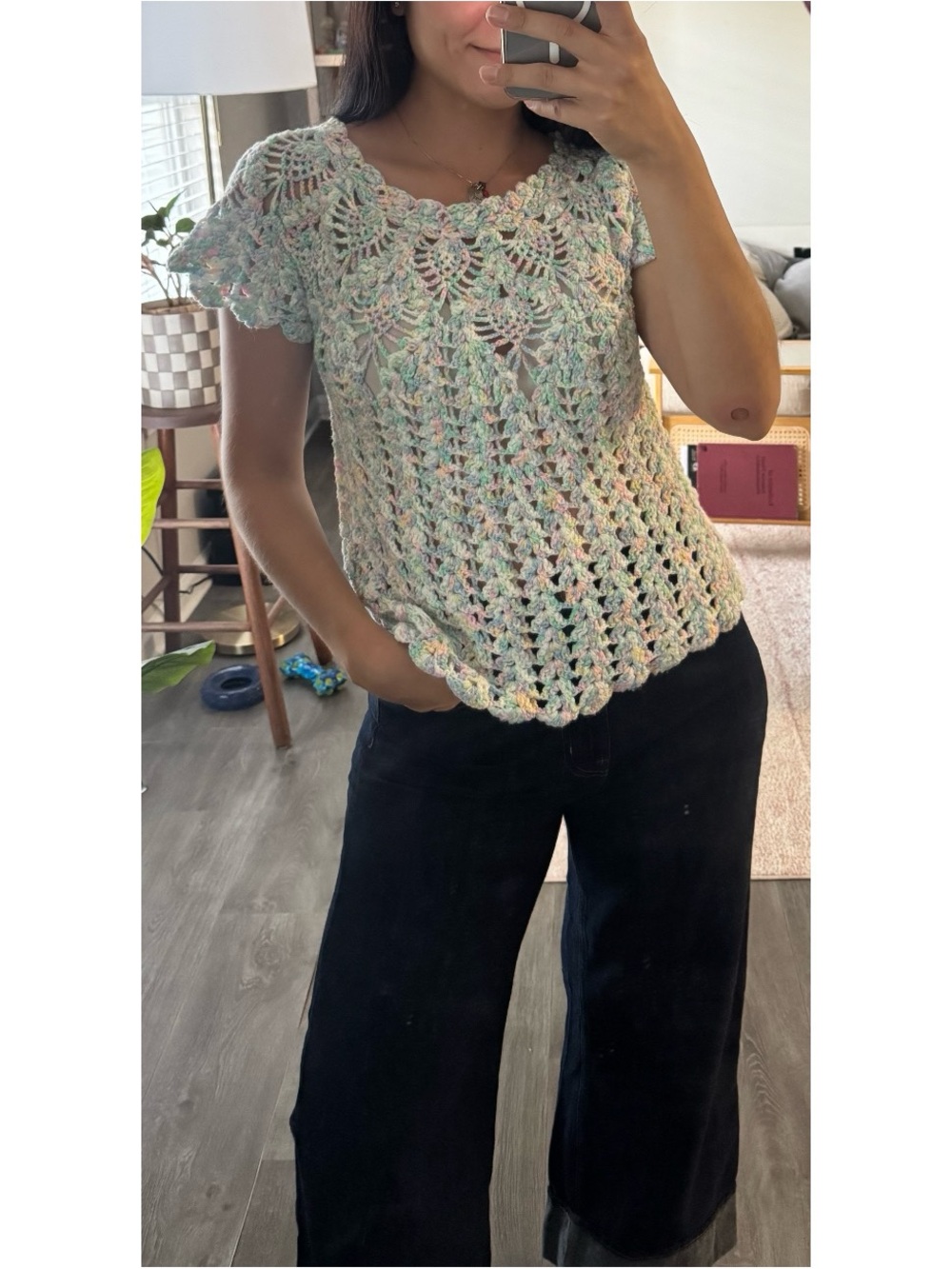 Vintage Handmade Pastel Crochet Top